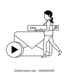 email message digital card web technology objects cartoon vector illustration graphic design