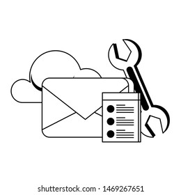 email message digital card web technology support cartoon vector illustration graphic design