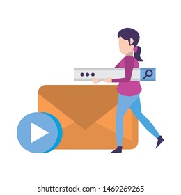 email message digital card web technology objects cartoon vector illustration graphic design