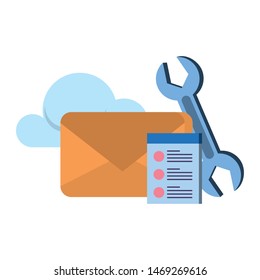 email message digital card web technology support cartoon vector illustration graphic design