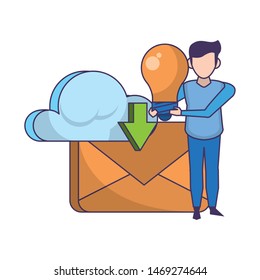 email message digital card web technology objects cartoon vector illustration graphic design