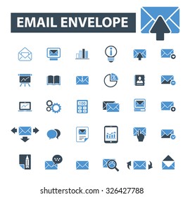 correo electrónico, mensaje, iconos de sobre