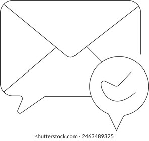 Email message envelope line art icon for apps and websites black outline vector illustration.