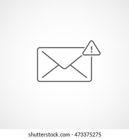 Email Message Exclamation Line Icon On White Background