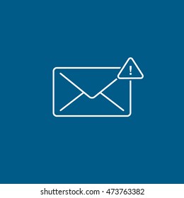 Email Message Exclamation Line Icon On Blue Background