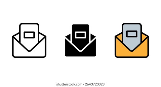 email message file icon set in different style. Email icon showing a letter within an envelope. received mail icon sign vector.