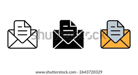 email message file icon set in different style. Email icon showing a letter within an envelope. received mail icon sign vector.