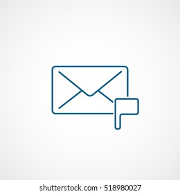 Email Message Flag Blue Line Icon On White Background