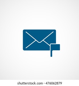 Email Message Flag Liked Blue Flat Icon On White Background