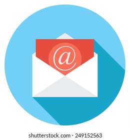  Email message flat icon. Modern flat icons with long shadow effect in stylish colors. Icons for Web and Mobile Application. EPS 10.