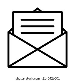 Email message flat line icon. Outline sign for mobile concept and web design, store.