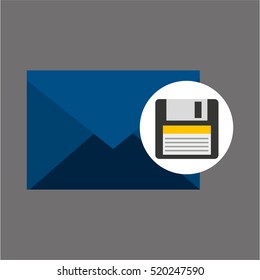 email message floppy backup icon vector illustration eps 10