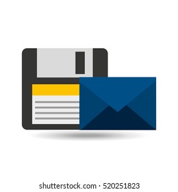 email message floppy backup icon vector illustration eps 10