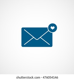Email Message Heart Liked Blue Flat Icon On White Background