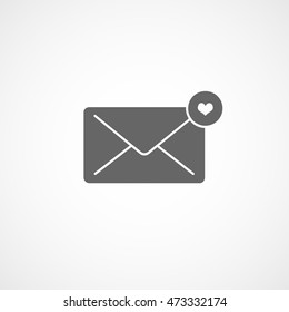 Email Message Heart Liked Flat Icon On White Background