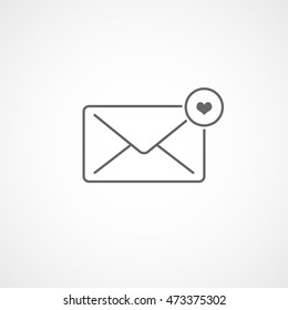 Email Message Heart Liked Line Icon On White Background