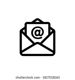 Icono de mensaje de correo electrónico en negro. EPS vectorial 10. Aislado sobre fondo blanco