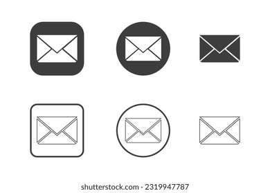 Email message icon design 6 variations. Isolated on white background.