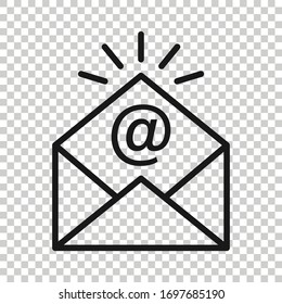Email message icon in flat style. Mail document vector illustration on white isolated background. Message correspondence business concept.