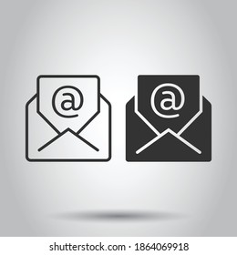 Email message icon in flat style. Mail document vector illustration on white isolated background. Message correspondence business concept.