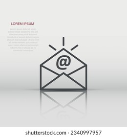 Email message icon in flat style. Mail document vector illustration on white isolated background. Message correspondence business concept.