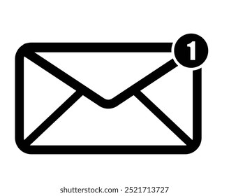 Icono de mensaje de correo electrónico con ventana emergente de notificación para mensajes no leídos aislados en blanco