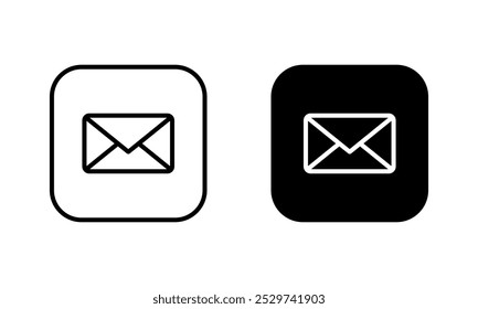 Email, message icon on black square. Mail concept