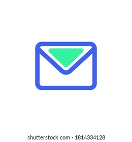 Email message icon vector, filled flat sign, bicolor pictogram, envelope mail green and blue colors. Symbol, logo illustration