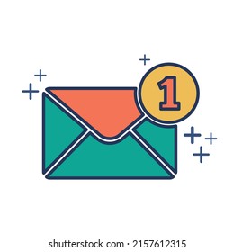 Icono de mensaje de correo electrónico ilustración del vector diseño de estilo de glifo con color y signo más. Aislado sobre fondo blanco.