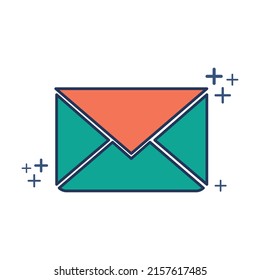 Icono de mensaje de correo electrónico ilustración del vector diseño de estilo de glifo con color y signo más. Aislado sobre fondo blanco.