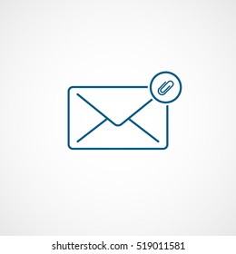 Email Message Inserted Blue Line Icon On White Background