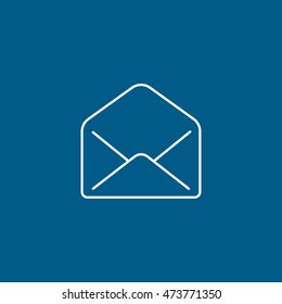 Email Message Line Icon On Blue Background