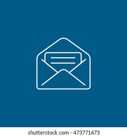 Email Message Line Icon On Blue Background