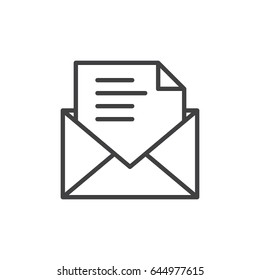 Email, message line icon, outline vector sign, linear style pictogram isolated on white. Symbol, logo illustration. Editable stroke. Pixel perfect