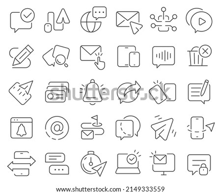 Email and message line icons collection. Thin outline icons pack. Vector illustration eps10
