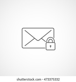 Email Message Lock Line Icon On White Background