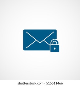Email Message Lock Password Blue Line Icon On White Background