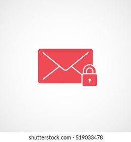 Email Message Lock Password Red Flat Icon On White Background