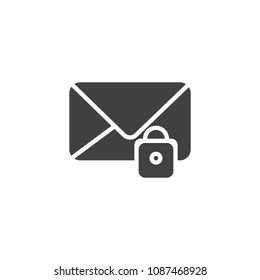 Email Message Lock vector icon. filled flat sign for mobile concept and web design. Envelope, Password simple solid icon. Symbol, logo illustration. Pixel perfect vector graphics