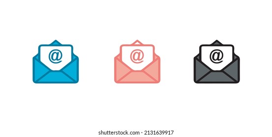 Email, Message or mail envelope icon design in different colors. email logo vector eps10.