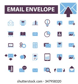 correo electrónico, mensaje, iconos de correo, señales de concepto vectorial establecido para infografías, móviles, sitios web, aplicación
