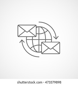 Email Message Network Update Line Icon On White Background