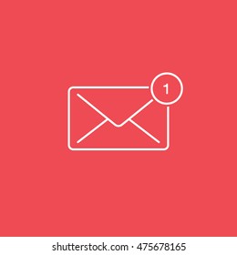 Email Message New One Line Icon On Red Background