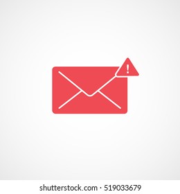 Email Message Notice Warning Red Flat Icon On White Background