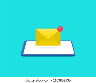 email message notification pop up from smartphone can use for, landing page, template, ui, web, mobile app, poster, banner, flyer