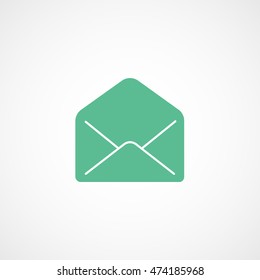 Email Message Open Green Flat Icon On White Background