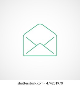 Email Message Open Green Line Icon On White Background