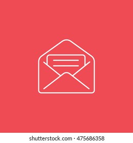 Email Message Open Inserted Line Icon On Red Background