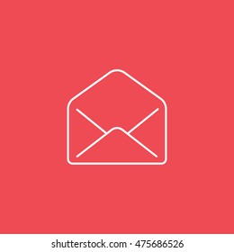 Email Message Open Line Icon On Red Background