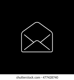 Email Message Open Line Icon On Black Background